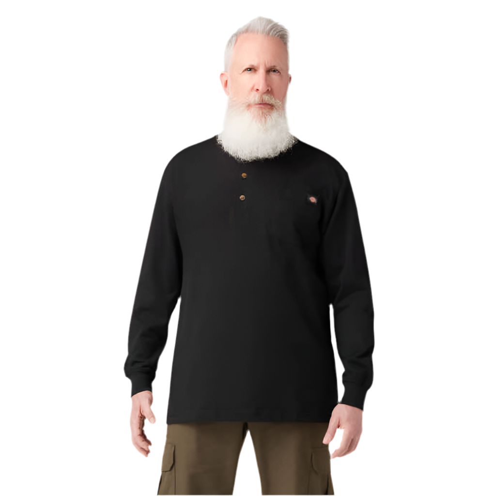 DICKIES HEAVYWHEIGHT HENLEY LONG SLEEVE TEE BLACK