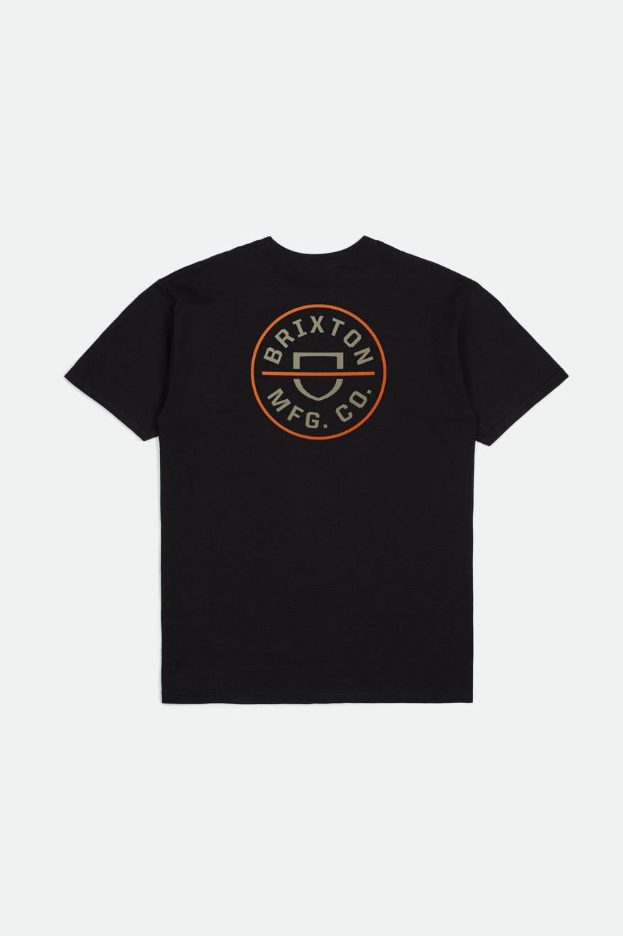 BRIXTON CREST TEE BLACK/PERSIMMON ORANGE/SAND