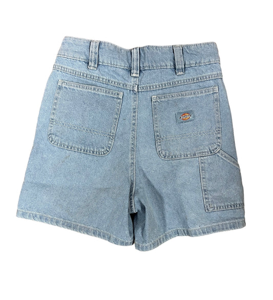 DICKIES WOMENS VINTAGE WASH DENIM SHORTS LIGHT BLUE