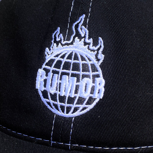 RUMOR BURNING WORLD BLACK WHITE HAT