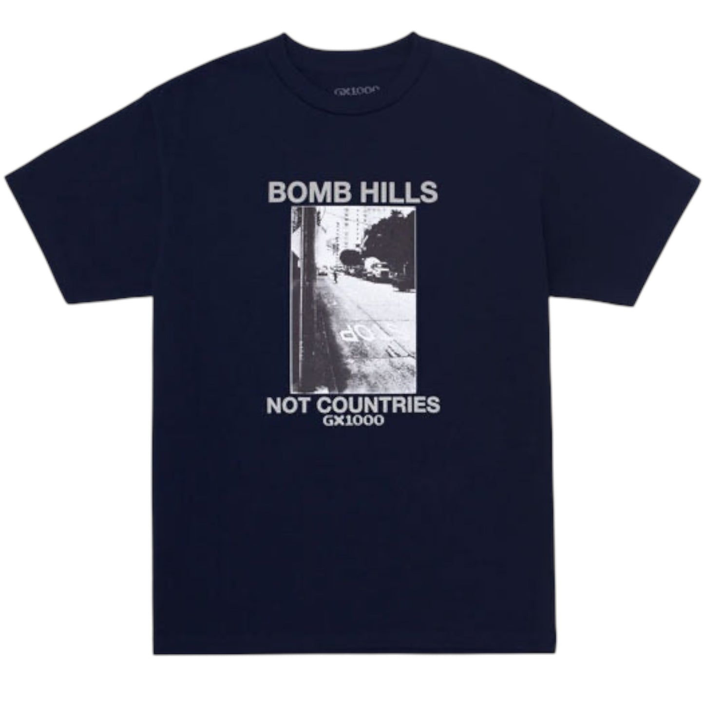 GX1000 BOMB HILLS NOT COUNTRIES TEE NAVY GREY
