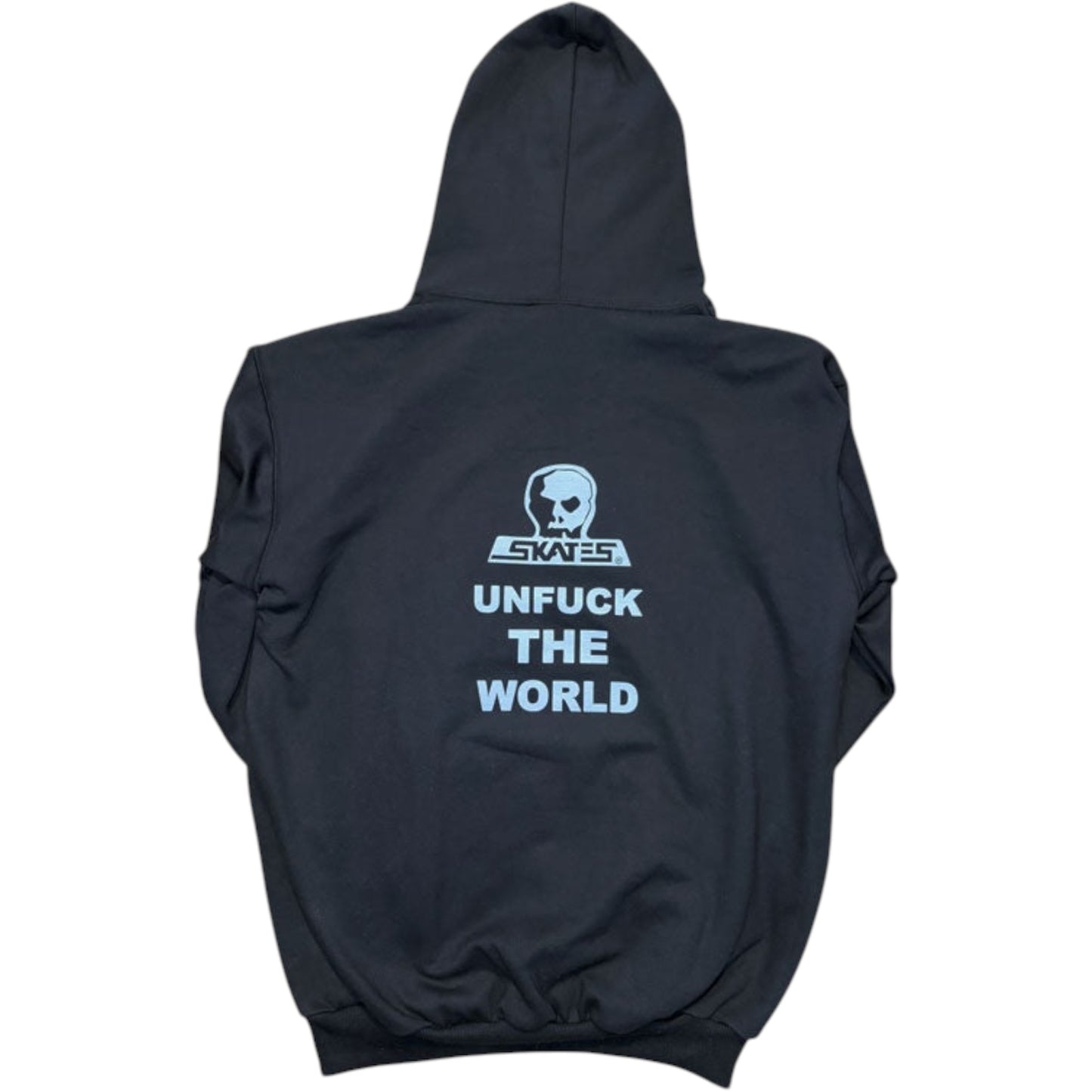 SKULL SKATES SKULL HOOD UNFUCK THE WORLD BLACK
