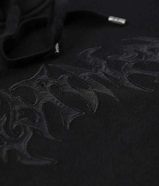 FORMER PUNCTURE SATIN HOODIE BLACK