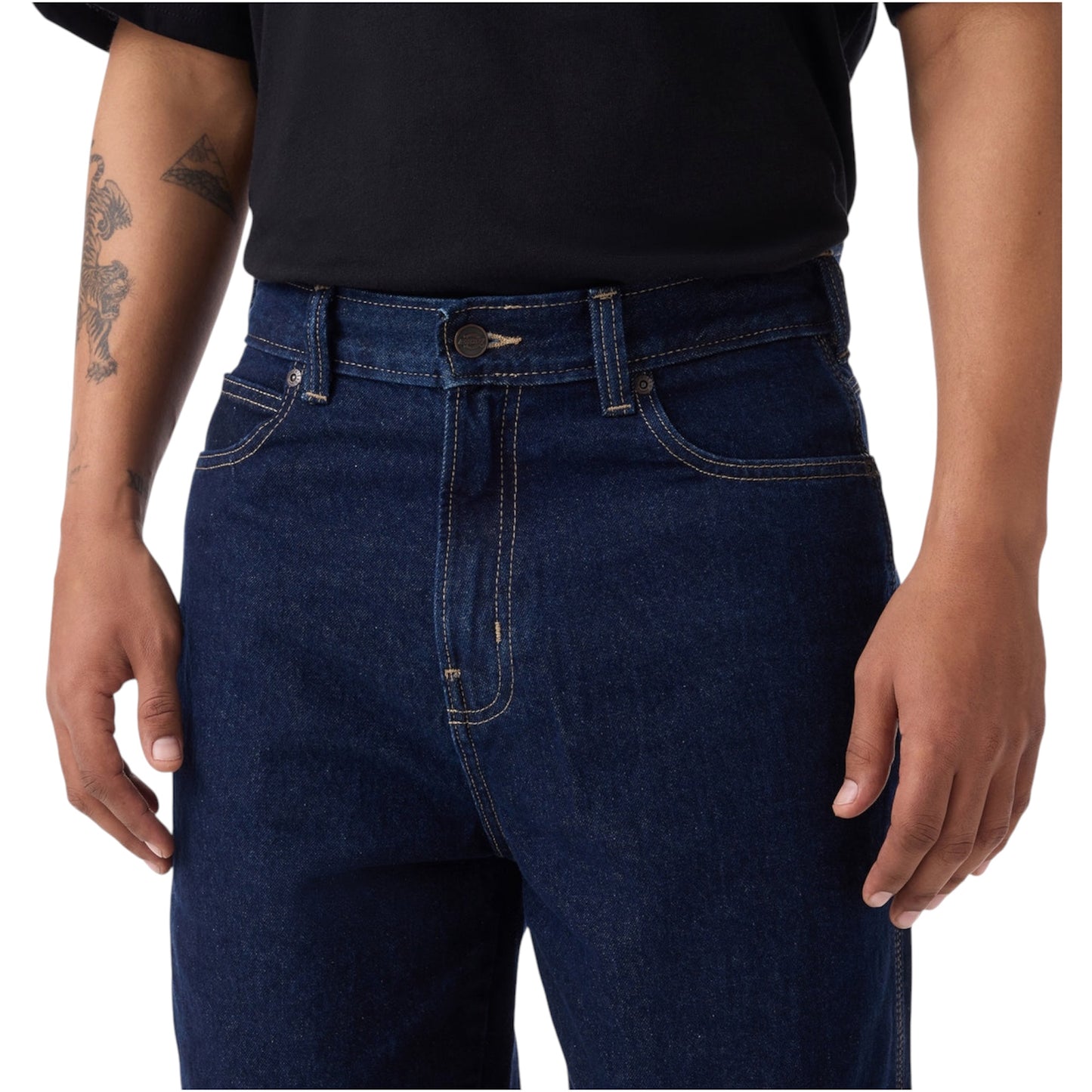 DICKIES MENS BAGGY TAPERED WORK JEANS RINSED