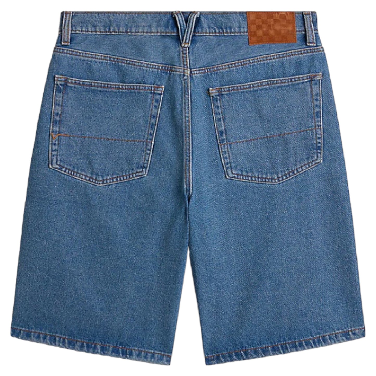 VANS CHECK 5 BAGGY DENIM SHORTS STONEWASH BLUE