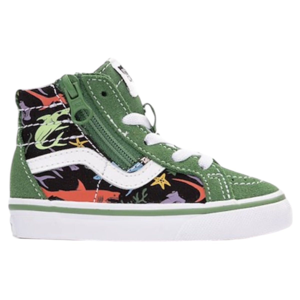 VANS KIDS SK8 HI-ZIP GLOW SHARKS GREEN