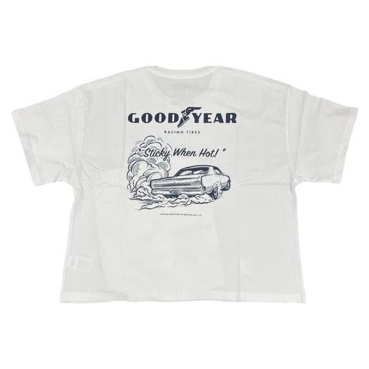 BRIXTON GOODYEAR BURNOUT BOXY CREW TEE OFF WHITE