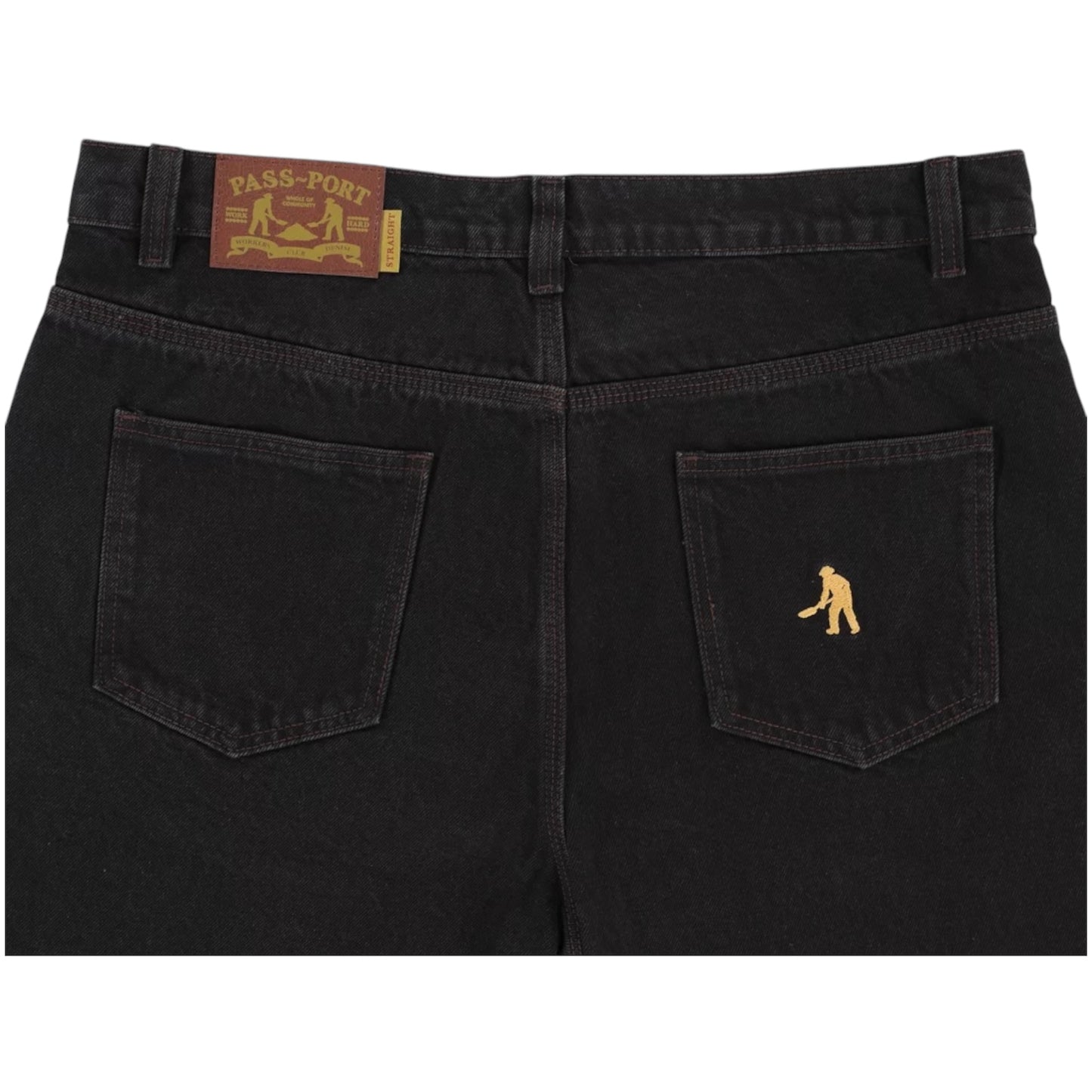 PASSPORT WORKERS CLUB STRAIGHT LEG JEAN R48 WASHED BLACK