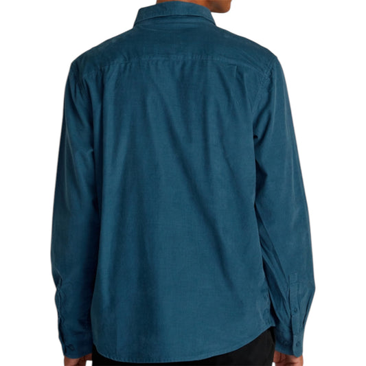 RVCA FREEMAN CORD LONG SLEEVE DUCK BLUE