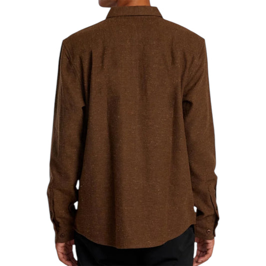 RVCA HARVEST NEPS FLANNEL LONG SLEEVE BOMBAY BROWN