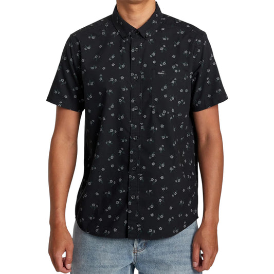 RVCA THATLL DO PRINT SHORT SLEEVE BLACK FLORAL