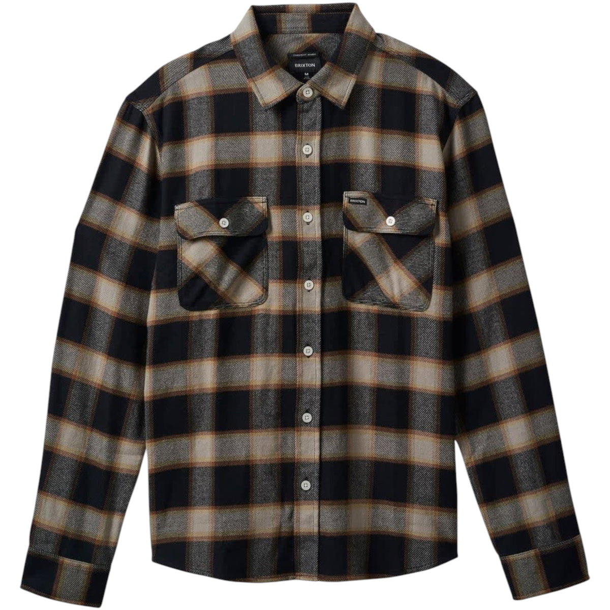 BRIXTON BOWERY FLANNEL BLACK CREAM