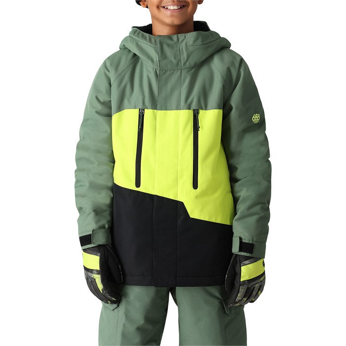 686 BOYS GEO INSULATED JACKET CYPRESS LIME COLORBLOCK