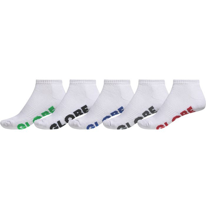 GLOBE STEALTH ANKLE SOCK 5 PACK WHITE