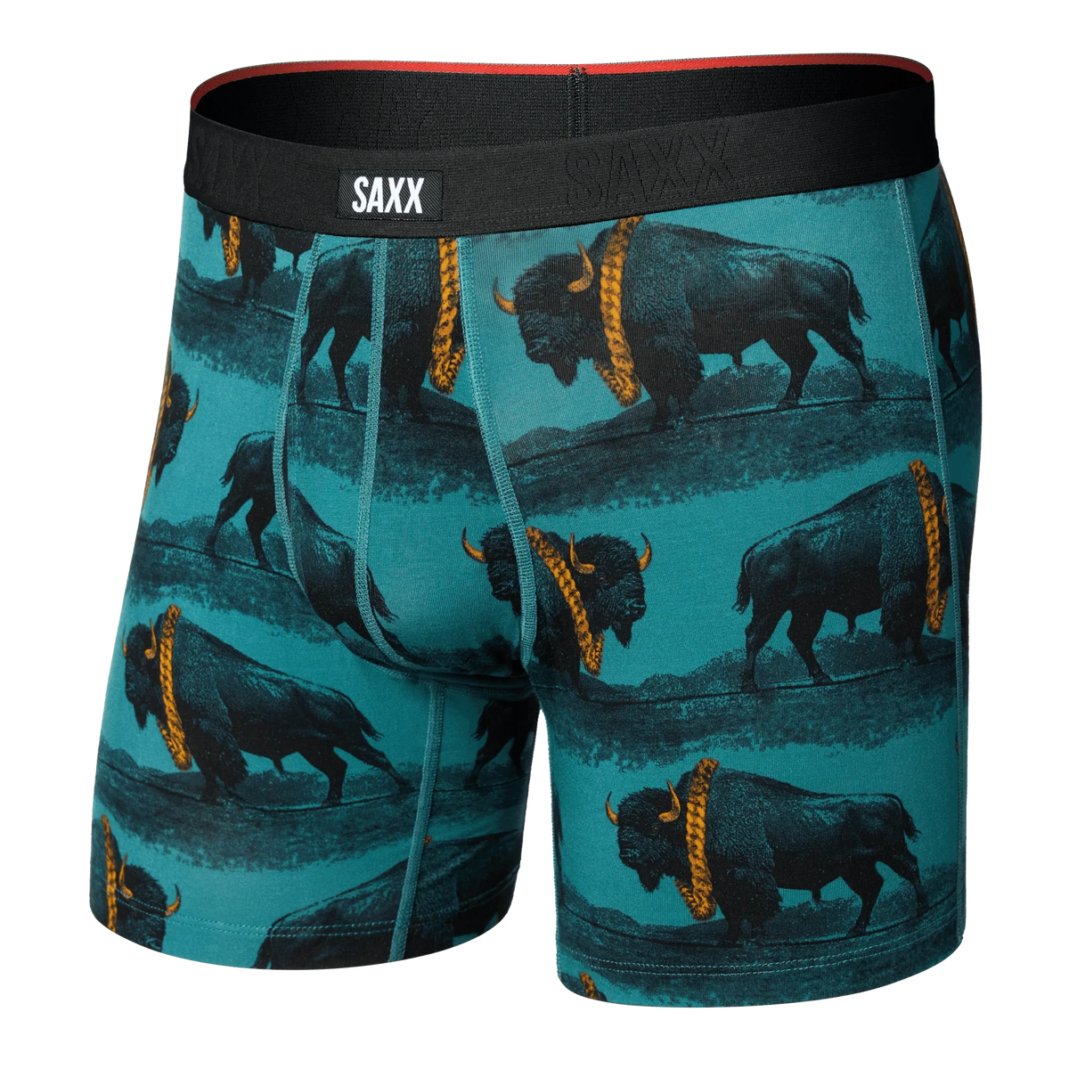 SAXX VIBE XTRA SOFT COMFORT BOXER BRIEF FLY BISON BLING SEASCAPE