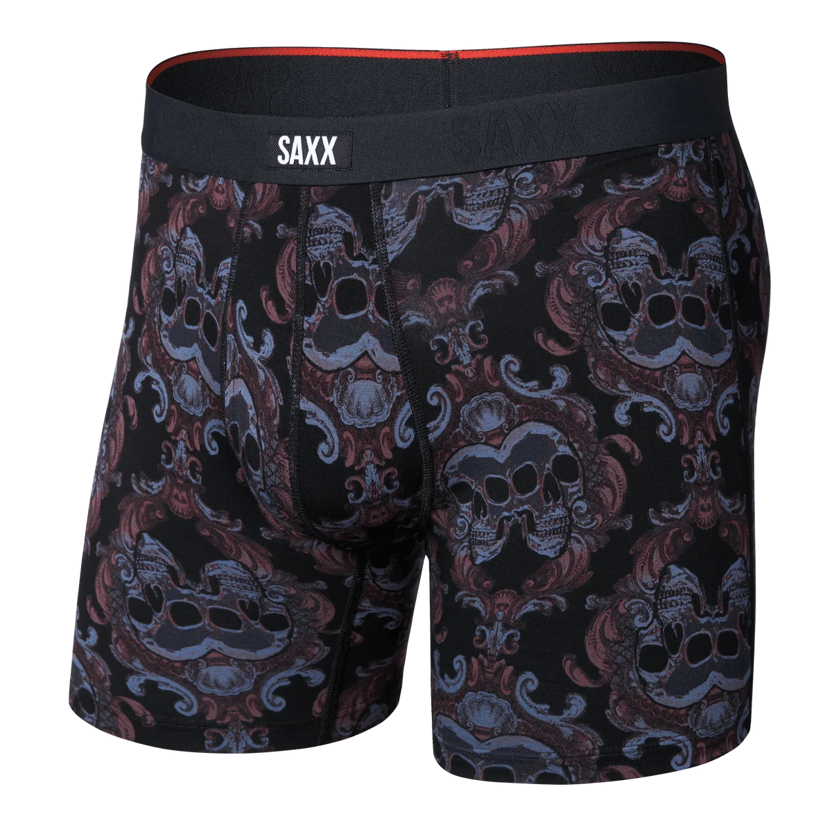 SAXX VIBE EXTRA SOFT COMFORT BOXER BRIEF FLY SKULL BROCADE BLACK
