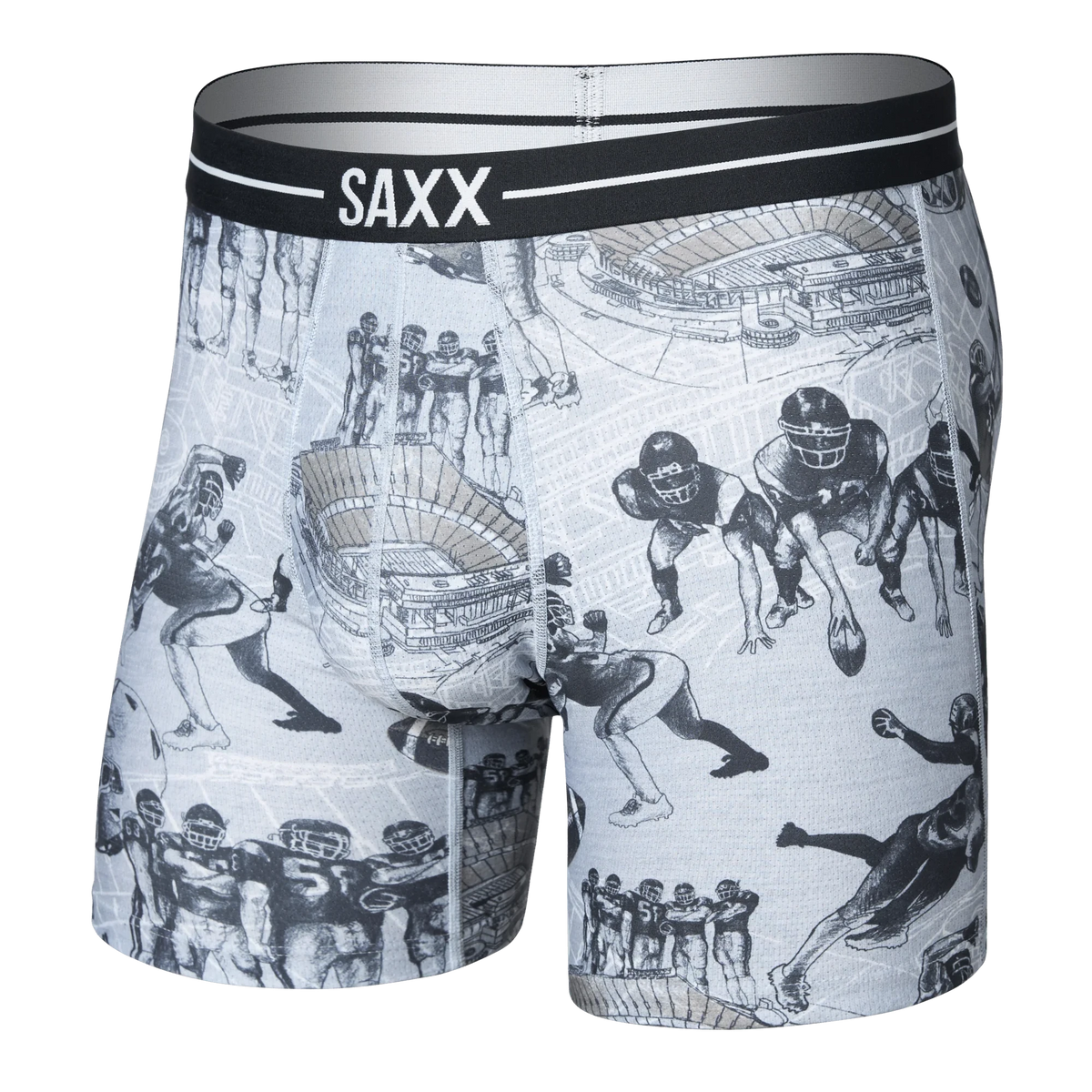 SAXX VOLT BREATHABLE MESH BOXER BRIEF GRIDIRON ACTION GREY HEATHER