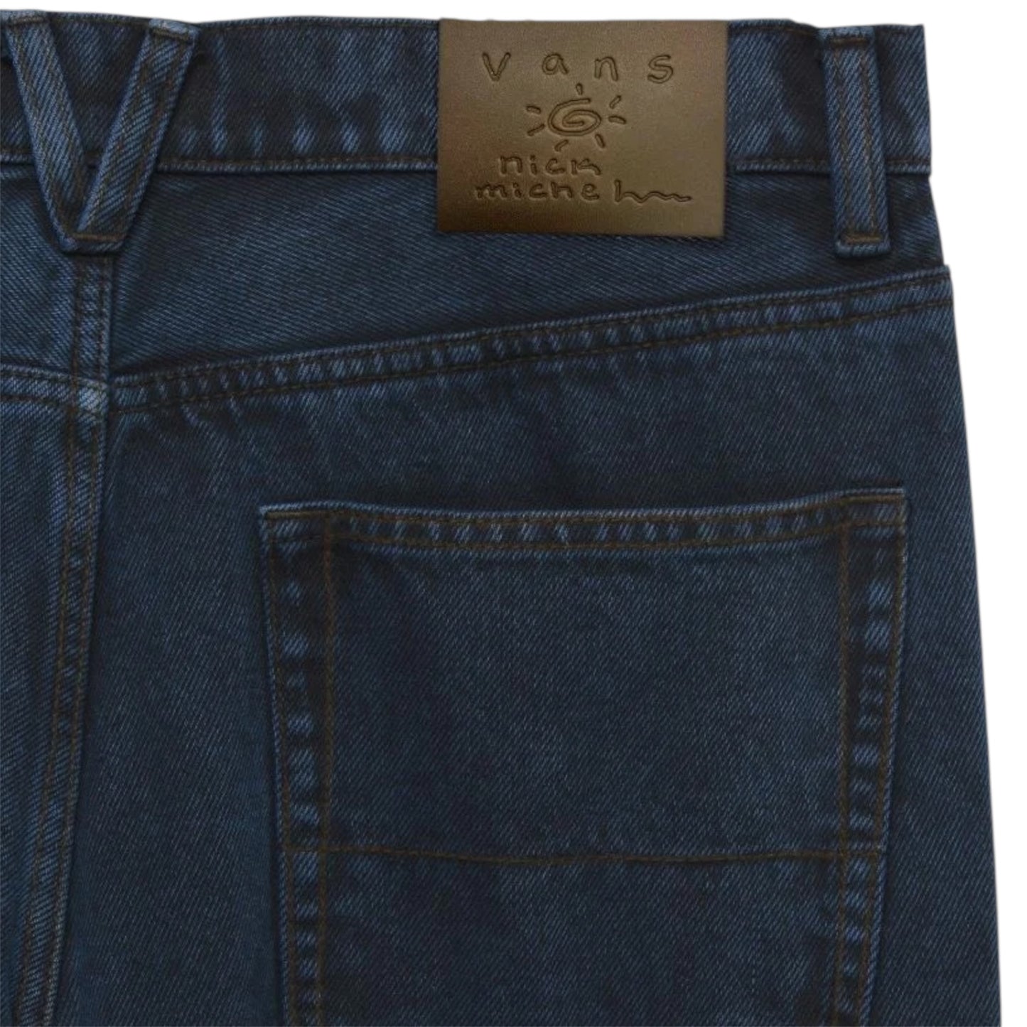 VANS NICK MICHEL CHECK 5 LOOSE TAPERED DENIM PANTS BLUE