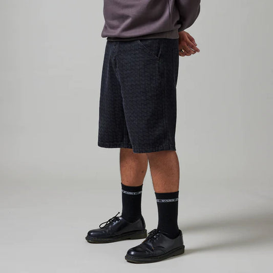 PASSPORT WORKERS CLUB DENIM COURT DRAIN GRAVÉ AU LASER NOIR