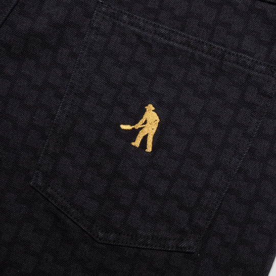 PASSPORT WORKERS CLUB DENIM COURT DRAIN GRAVÉ AU LASER NOIR