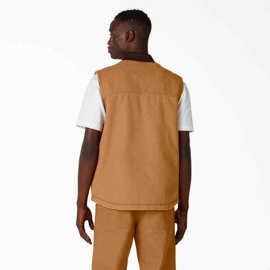 DICKIES DUCK LINED VEST STONEWASHED BROWN DUCK