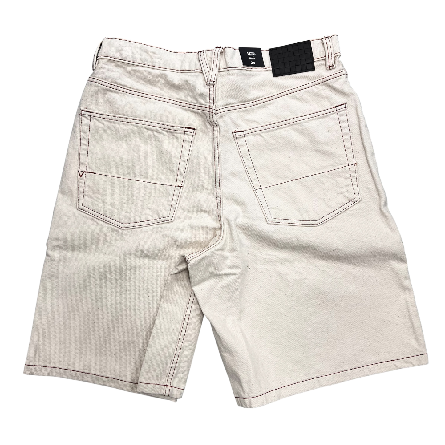 VANS CHECK 5 BAGGY DENIM SHORTS NATURAL SEED