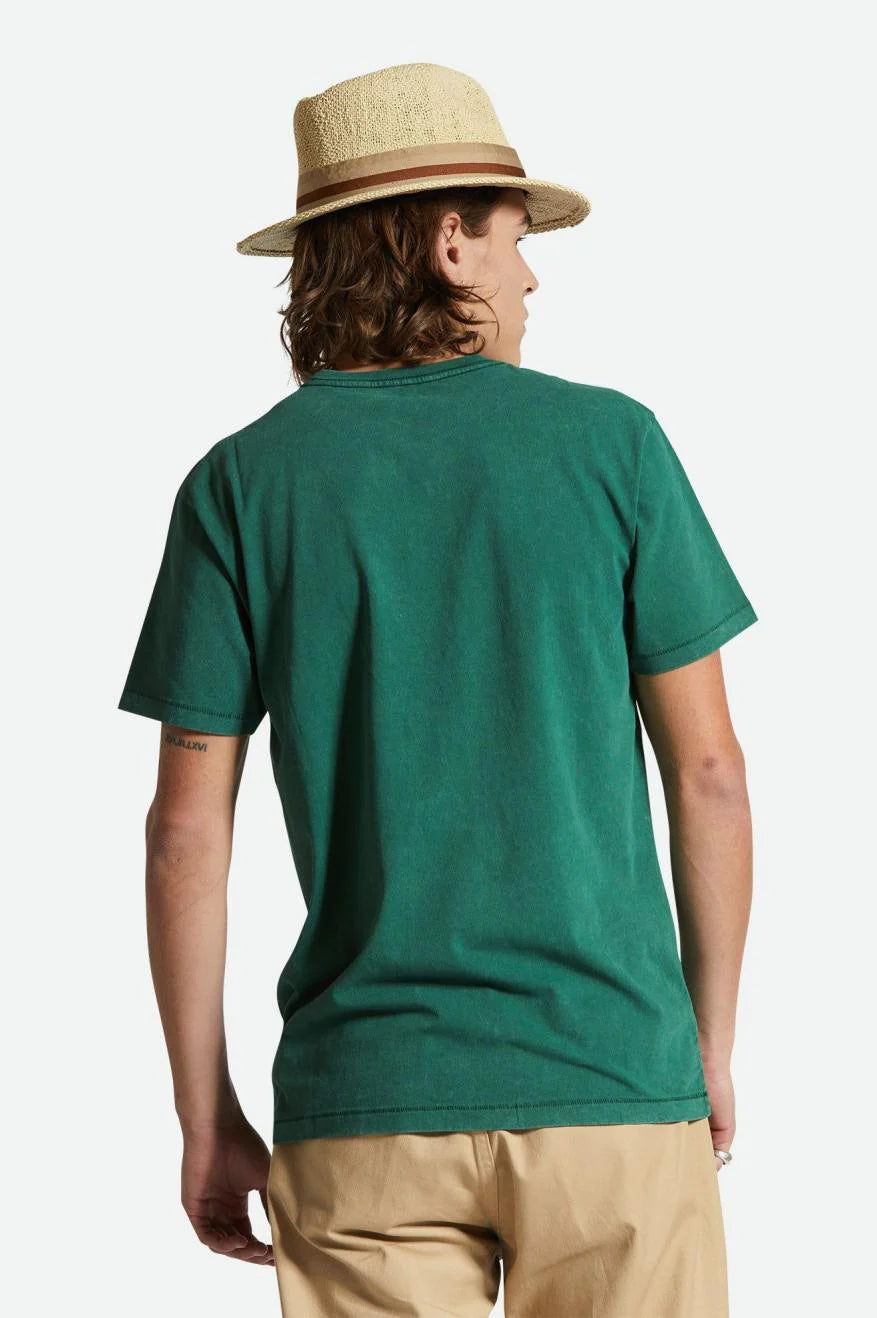 BRIXTON VINTAGE RESERVE TEE TREKKING GREEN SOL WASH