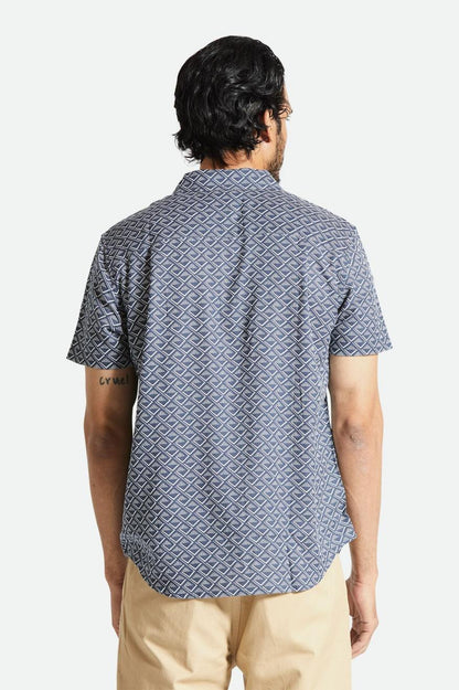 BRIXTON CHARTER PRINT SHORT SLEEVE WOVEN TEE WASHED NAVY/WHITE TILE