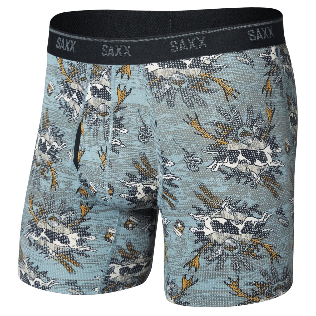 SAXX PRO QUEST QUICK-DRY MESH BOXER BRIEF HUNTING LODGE SILVER PINE