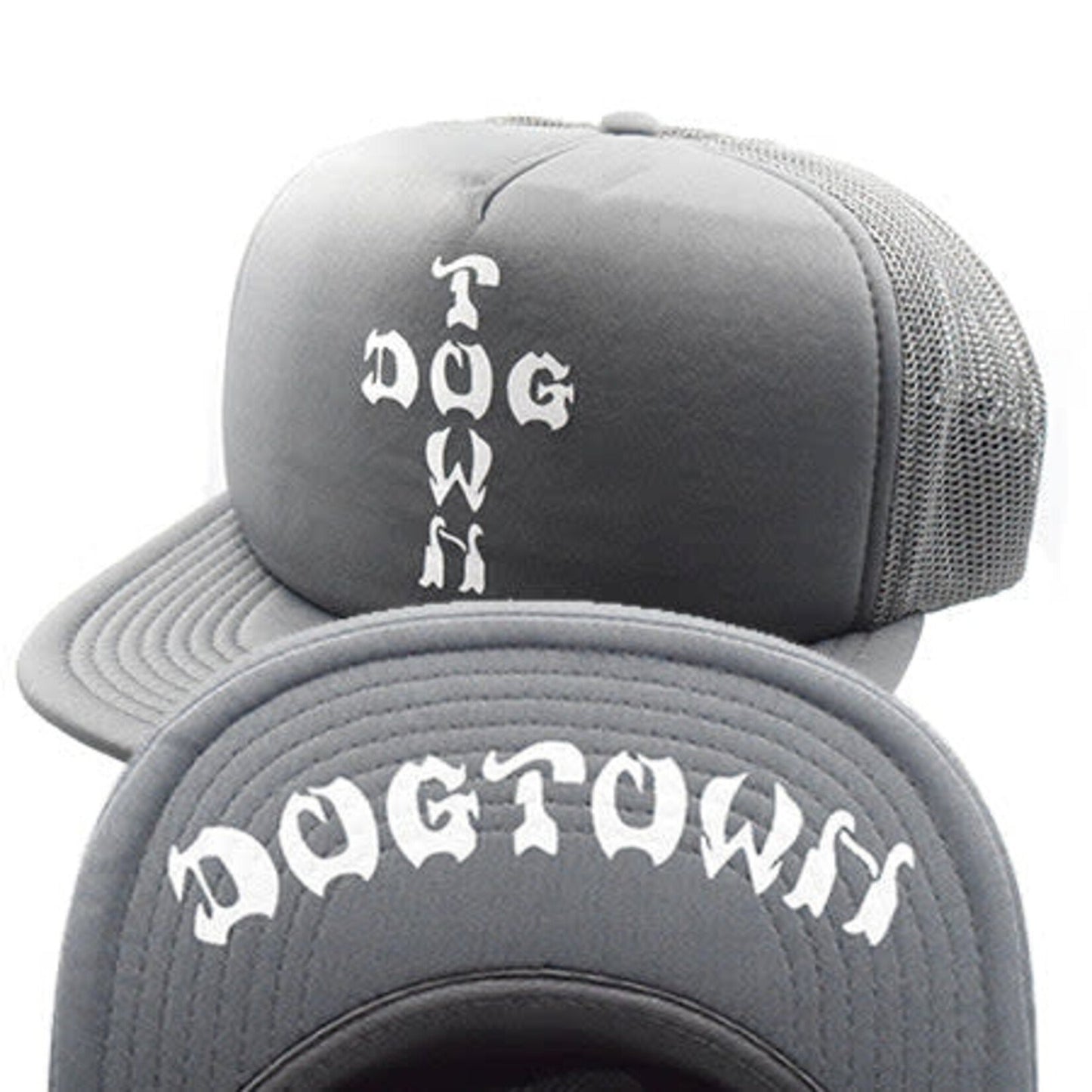 DOGTOWN CROSS LETTERS FLIP MESH HAT CHARCOAL GREY