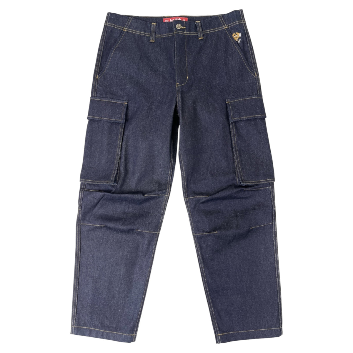 LOVIAH HEAVY DUTY CARGO DENIM PANTS RAW INDIGO DENIM