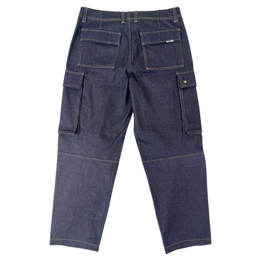 LOVIAH HEAVY DUTY CARGO DENIM PANTS RAW INDIGO DENIM