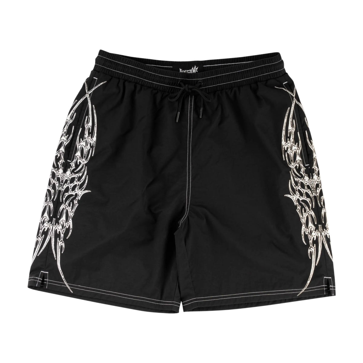 WELCOME HORDE CONTRAST-STITCH NYLON SHORTS BLACK