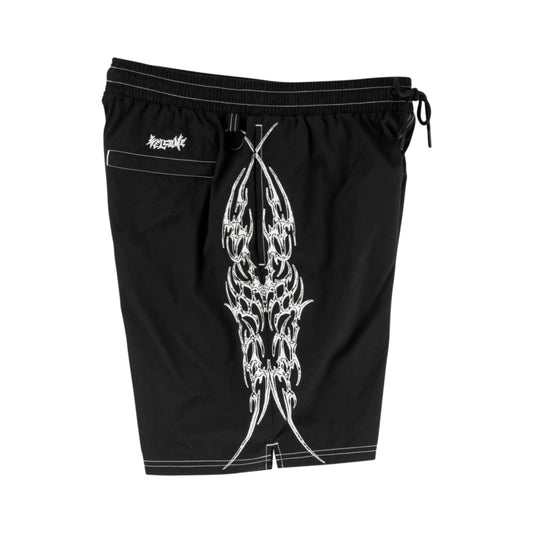 WELCOME HORDE CONTRAST-STITCH NYLON SHORTS BLACK
