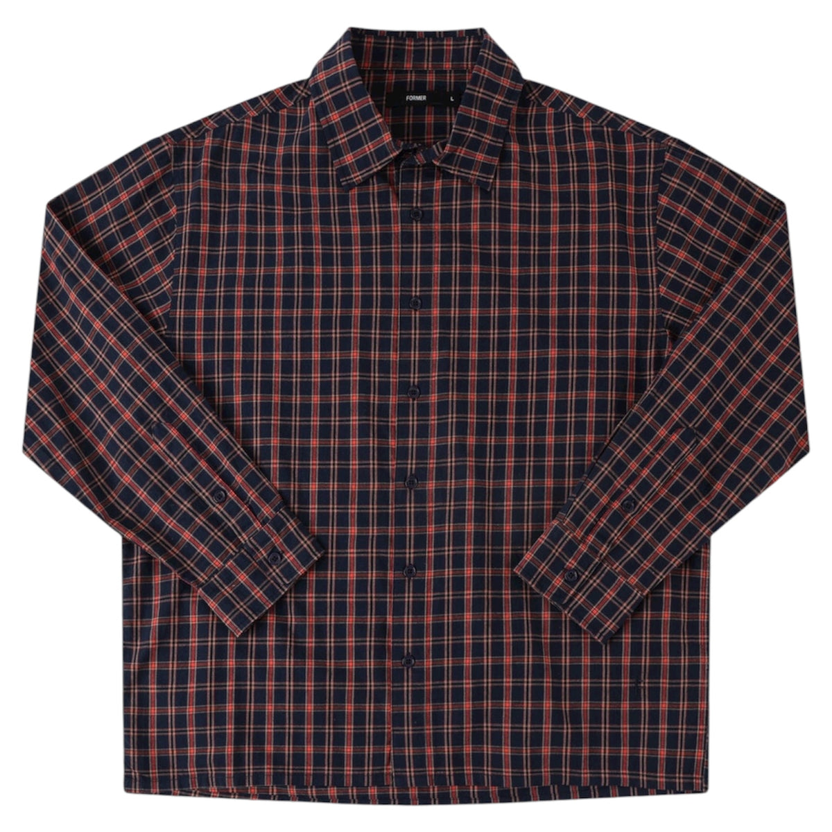 FORMER VIVIAN CHECK LONG SLEEVE NAVY