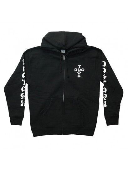 SWEAT-SHIRT À CAPUCHE ZIPPÉ DOGTOWN LOGO CROIX NOIR / BLANC