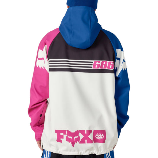 686 FOX RACING WATERPROOF HOODY FOX WHITE COLORBLOCK