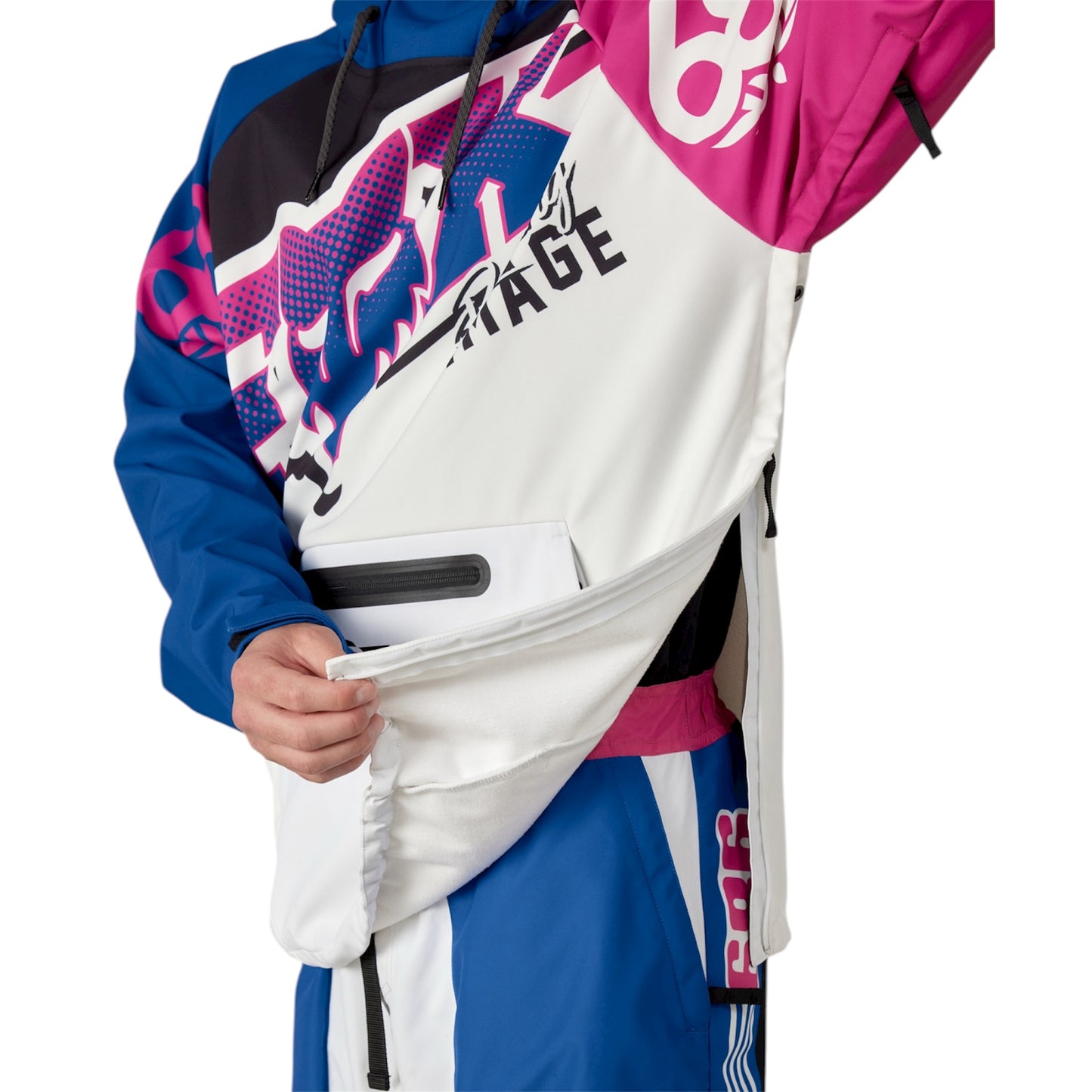 686 FOX RACING WATERPROOF HOODY FOX WHITE COLORBLOCK