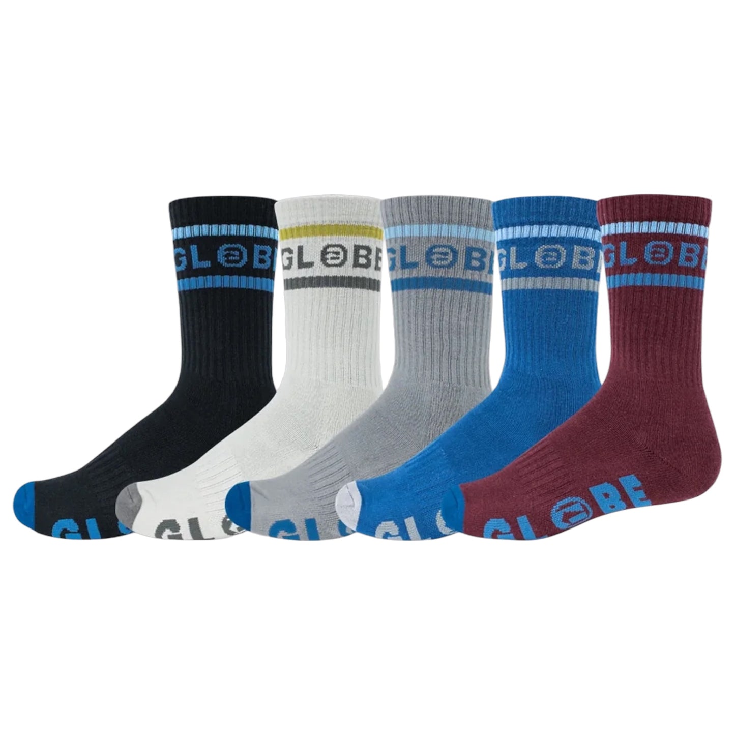 GLOBE TILT HI CREW SOCK 5 PACK ASSORTED