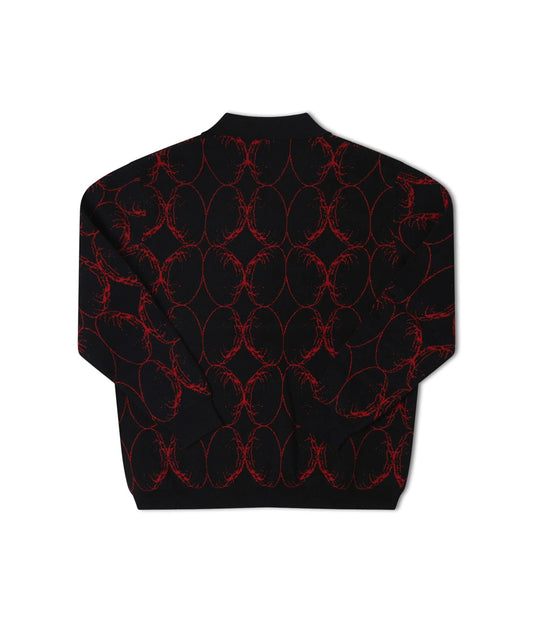 FORMER COIL KNIT LONGSLEEVE POLO BLACK BLOOD