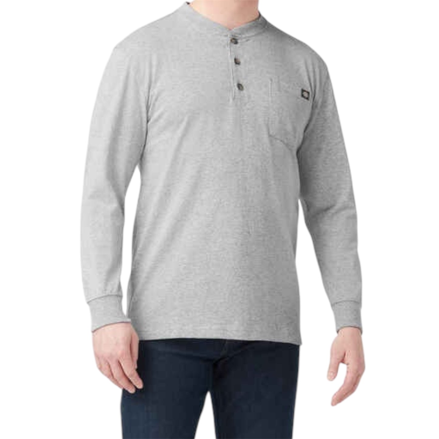 DICKIES HENLEY HEAVYWEIGHT LONG SLEEVE TEE RELAXED HEATHER GREY