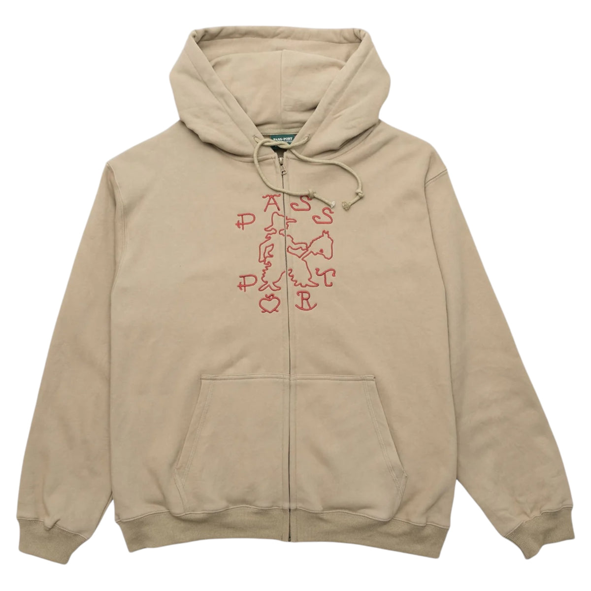 PASSPORT COWPOKE ORGANIC FLEECE ZIP UP HOODIE KHAKI