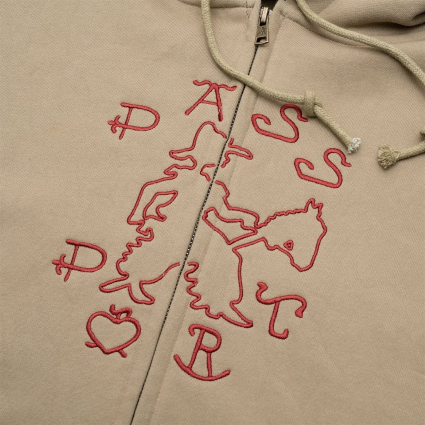 PASSPORT COWPOKE ORGANIC FLEECE ZIP UP HOODIE KHAKI