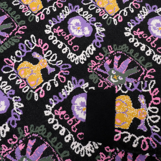 PASSPORT FACES KNIT SWEATER BLACK