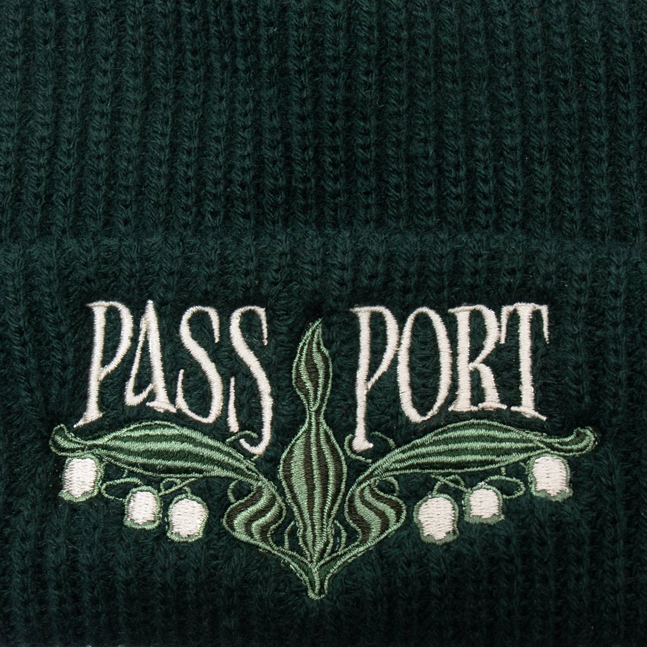 PASSPORT LILY OF THE VALLEY BEANIE DARK GREEN