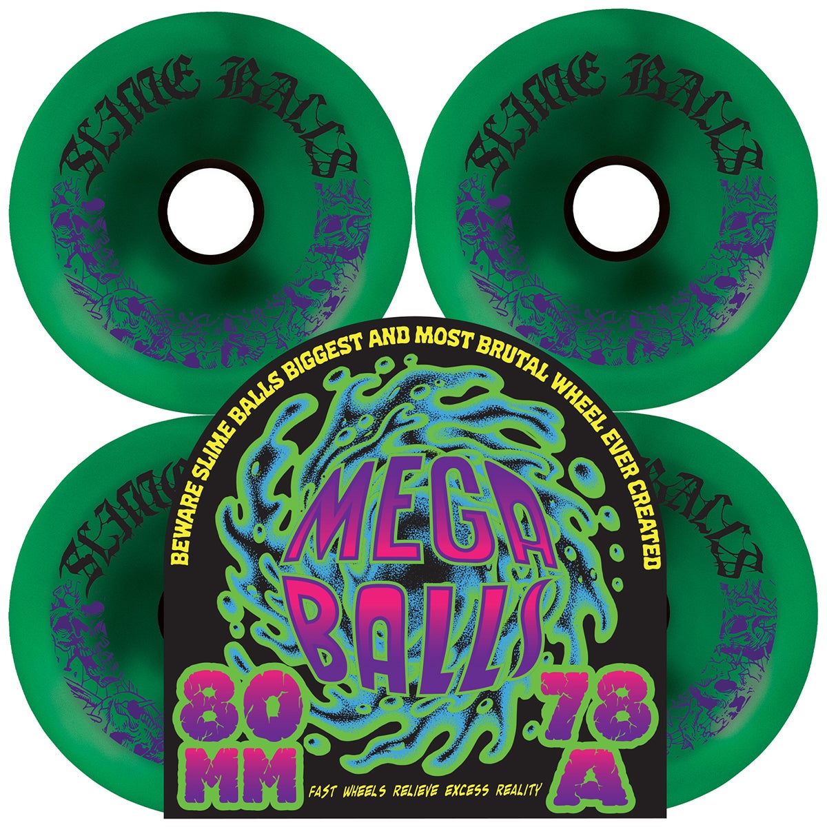 SLIME BALLS WHEELS MEGA WHEELS METALLIC GREEN 78a 80mm