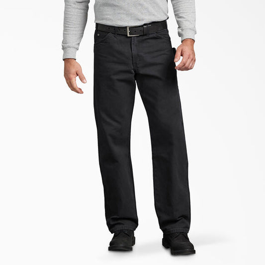 DICKIES RELAXED FIT SANDED DUCK CARPENTER JEAN RINSED BLACK