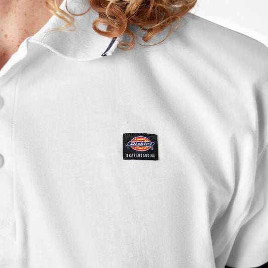 DICKIES SKATEBOARDING RUGBY LONGSLEEVE POLO WHITE