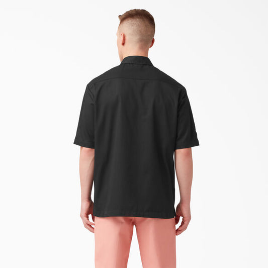 DICKIES SHORT SLEEVE ZIP FRONT WORK SHIRT BLACK