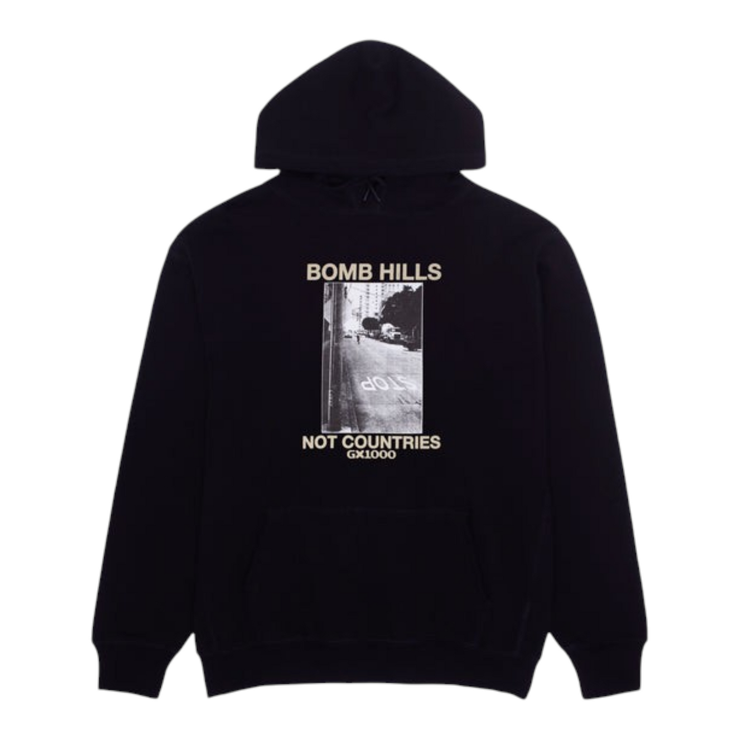 GX1000 BOMB HILLS NOT COUNTRIES HOODIE BLACK TAN